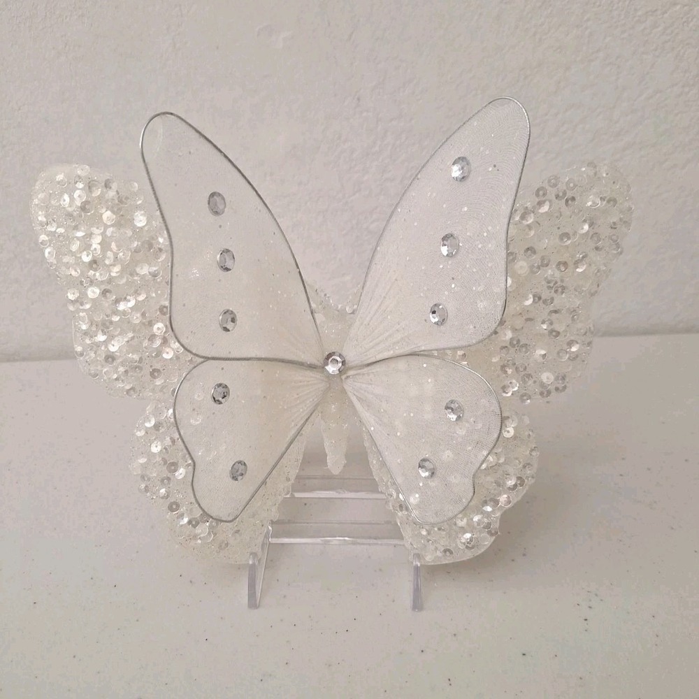 Large Sequin Glitter Sparkle Butterfly Clip-On Wedding Baby Shower Holiday B-Day